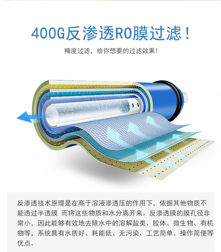 深安净水器 家用直饮大通量净水自来水过滤 厨房反渗透纯水机(图9)
